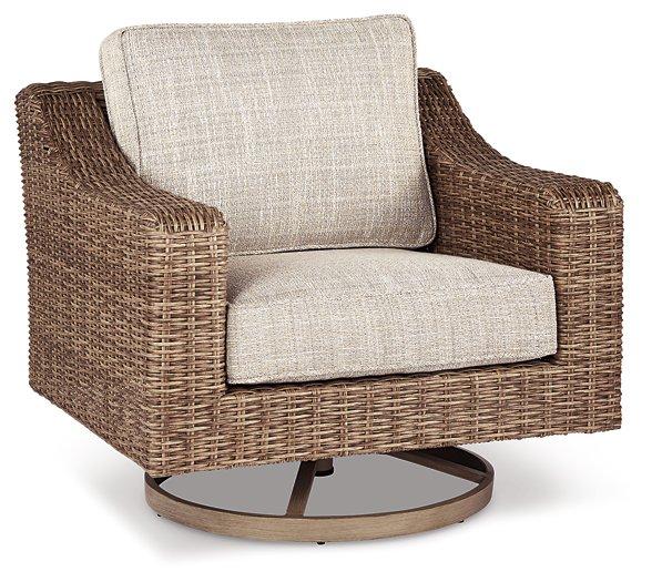 Beachcroft Outdoor Swivel Lounge with Cushion - Alexander's Furniture (Blairsville, GA)