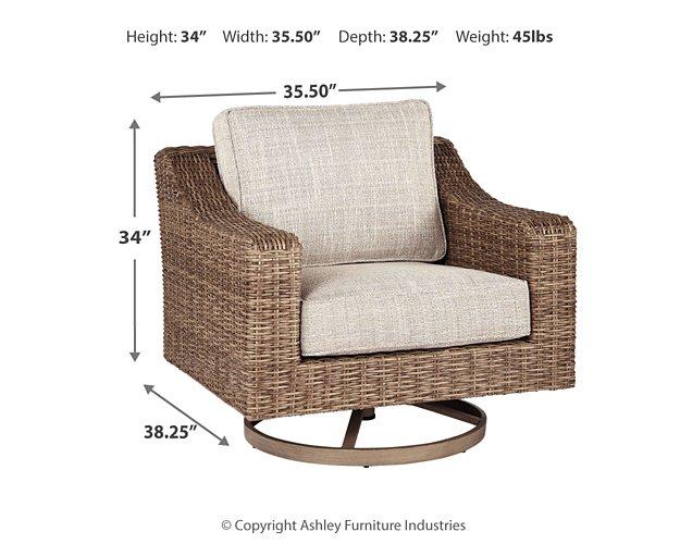 Beachcroft Outdoor Swivel Lounge with Cushion - Alexander's Furniture (Blairsville, GA)