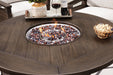 Paradise Trail Paradise Trail Fire Pit Table with 4 Nuvella Swivel Lounge Chairs - Alexander's Furniture (Blairsville, GA)