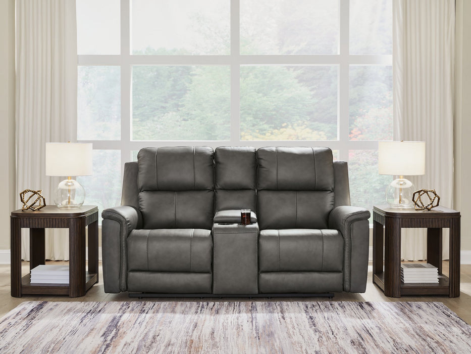 Bleckley Power Reclining Loveseat with Console - Alexander's Furniture (Blairsville, GA)