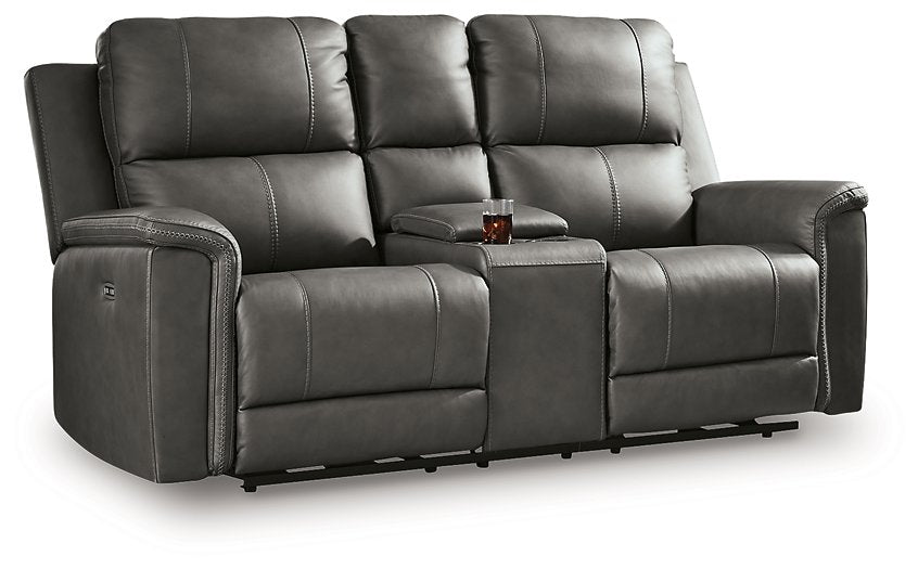 Bleckley Power Reclining Loveseat with Console - Alexander's Furniture (Blairsville, GA)